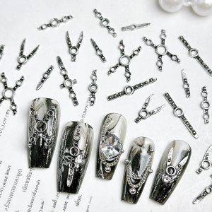อุปกรณ์ตกแต่งเล็บโลหะผสมสีดำ 20 ชิ้น สไตล์โกธิค สำหรับตกแต่งเล็บแนวพังก์ ดีไซน์สร้างสรรค์ ขายดี