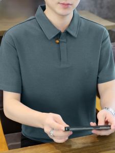 HENGYUANXIANG | Hengyuanxiang Chinese Style Button Up Short Sleeve Polo Shirt Mens Pure Color Summer New Fashion Breathable Thin Cotton T-Shirt