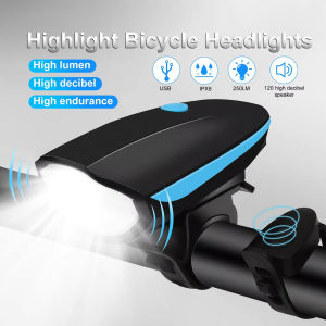 Waterproof Bike Headlight With Horn USB Rechargeable Road Bicycle Front Light With Remote Comtrol Cycling Flashlight