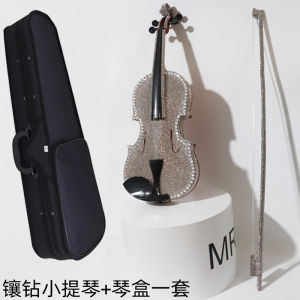 Silver Diamond-Embedded Violin Prop for Fashion Show Performances And Photography Studio Photoshoots 4/4 Size Model Holding