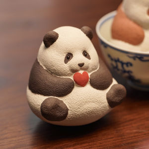 Chengdu Giant Panda Huahua Seven Cute Two-Sided Purple Clay Ornaments Handmade Cultural Creative Souvenir Self-Ming Original