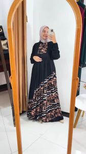GAMIS BATIK PEKALONGAN MOTIF SUKU BATIK BAHAN RAYON PREMIUM TEBAL ADEM / GAMIS RAYON TWILL / GAMIS HITAM / GAMIS LD 120 / GAMIS JUMBO / GAMIS WANITA TERBARU / GAMIS IBU IBU TERBARU / GAMIS LEBARAN
