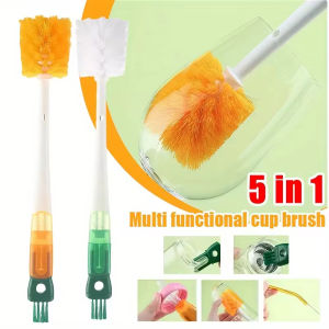 KEBIDU 5 In 1 Water Bottle Cleaning Brush Bottle Gap Cleaner Long HandleMug Cup Washing Brush Kitchen Cleaning Tool Kitchen Accessories