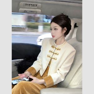 QFN | Elegant New Chinese Style Off-White Long-Sleeve Blouse