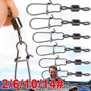 10pcs Fishing Connector Stainless Steel Snap Bearing Rolling Fishing Hooks Sea Fishing Lure Multifunction Pin Jig Tackle