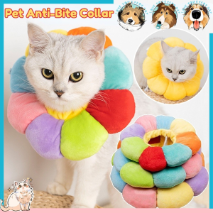 Pet Anti-Bite Collar Dog Cat Collar Soft Cute Cotton Protective Head Cover Sunflower Pillow