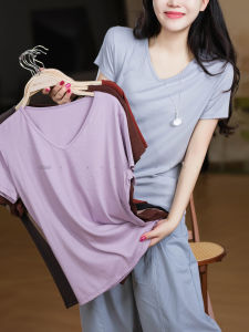 XIAOER | Slim Fit T-Shirt High Count Cotton Lyocell Stretch V-Neck