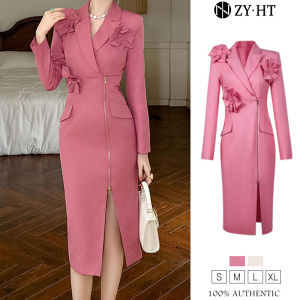ZYHT EraVogue Womens Dresses Pink Dresses White Suit Dresses Work Dresses Hiso Dresses Suit Coats Coats French Dresses 50799