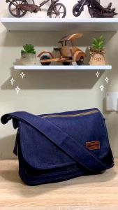JM01-Tas Selempang Bahu Jeans Kanvas Kuat Slingbag Sekolah Kuliah Kerja Cewe Cowo terbaru