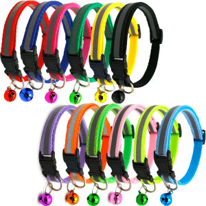 Pet Reflective Collar With Bell Safety Buckle Neck for Puppy Dog Cat Accesories Adjus