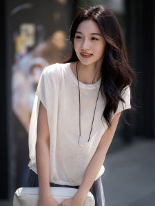 Dry Viscose Elegant Fit Round Neck Batwing Knit Top