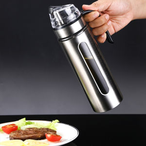 FengShou Stainless Steel Automatic Oil Bottle Seasoning Jar Kitchen Glass Bottle Leakproof Divertor for Cooking Storage