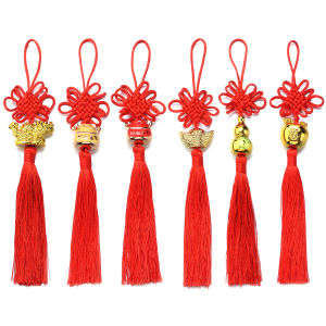 2pcs/pack Chinese Knot Tassel Pendant Hanging Festive Red Tassel Pendants for Spring Festival Party Home Decorations 23-25cm