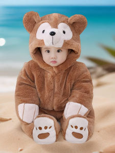 หนาขึ้น ผ้าฝ้าย ชุดเอี๊ยม ชุดทนกว่าสําหรับ เด็กทารก เด็กชายและเด็กหญิง ฤดูใบไม้ร่วง ฤดูหนาว เสื้อผ้าชุดรอมเปอร์ลายหมี ชุดสูท เด็กทารก เสื้อผ้าผู้ให้บริการ