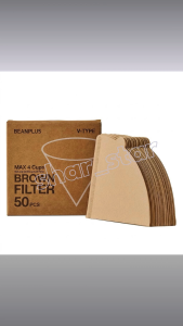 Beanplus V-Type Cone Coffee Filter Paper 50 Pack Pour Over Drip Brewing V60 1-4 Cup Unbleached Natural