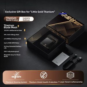 SKYWORTH | Portable Mens Electric Shaver Small Gold Titanium