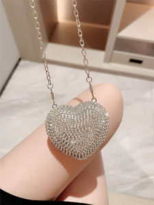 กระเป๋าถือรับประทานอาหารค่ำประดับเพชร กระเป๋าสะพายไหล่แบบมีสายโซ่ สีสันสดใส กระเป๋าถือสำหรับงานปาร์ตี้ งานแต่งงาน กระเป๋าสะพายข้างสำหรับผู้หญิง