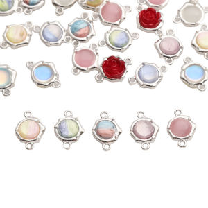 1Pc 12x17.5mm Alloy Cats Eye Stone Double Hanging Pendant Beads Findings For Jewelry Making DIY Fashion Women Bracelet Earrings Accessories