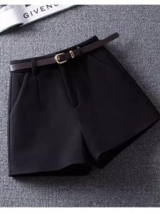 High Waist Tweed Shorts Womens Outerwear Spring Autumn plus Size Boot Pants Wide Leg Pants Stylish Slimming Boot Companion