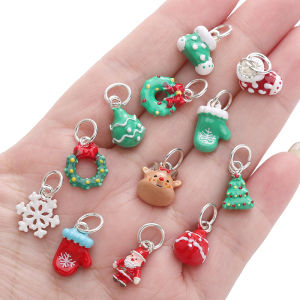 1pc Alloy Christmas Pendants Santa Claus Snowman Charms For Handmade Bracelet Necklace Keychain DIY Jewelry Making Accessories