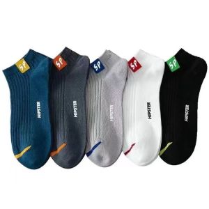 Trendy Mens Boat Socks Anti-Odor Sweat-Absorbing Antibacterial Short Sports Socks for Students Black White Cotton Crew Socks