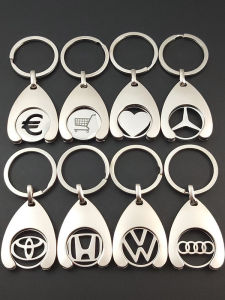 New Euro Dollar Metal Token Keychain Shopping Cart Bag Pendant Creative Gift Keychain Accessory