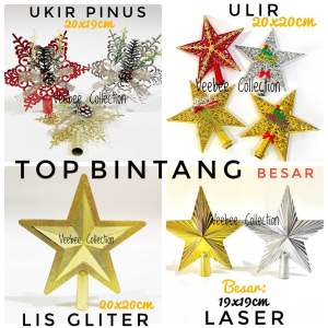 Topper ujung pohon natal besar 5ft 6ft / top bintang pohon natal besar/ topper/ bintang ujung phn