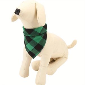 Cotton Plaid Dog Kerchief Scarf England Style Triangle Bib Drool Towel Pet Scarf Dog & Cat Decorative Towel Pets Accessories