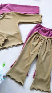 Setelan Cutbray Anak Model terbaru Usia 1-11 Tahun Setelan Lengan Panjang Anak Trendy Masa Kini Bahan Kenit Pakaian Anak Perempuan