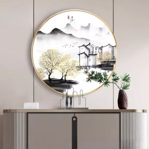 Round Diamond Inlaid Porcelain Wall Hanging Artwork