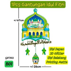 TEMPELAN IDUL FITRI 3D / GANTUNGAN LEBARAN GLITTER / HIASAN LEBARAN IDUL FITRI TERBARU