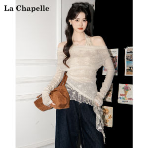 La Chapelle | Off-shoulder Lace Crop Top with Halter and Cami Two Piece Set