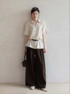 Cantonstory | Retro High Waist Straight Leg Pants