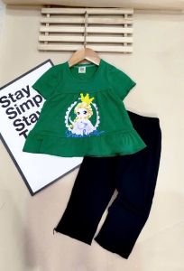 {1-6y}Baju Budak Perempuan Playset Doll Girl Kids Cotton Daily Wear Short Sleeves Ruffle Cinnamoroll Elsa Mermaid