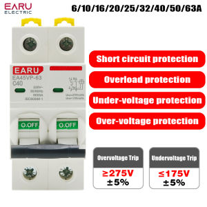AC MCB C Type 230V 50/60HZ Mini Circuit Breaker Overvoltage and Undervoltage Protection 6A 10A 16A 20A 25A 32A 40A 50A 63A 1P+N