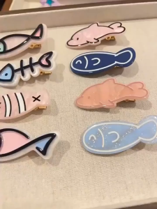 Kẹp tóc họa tiết cá hoạt hình dễ thương ngộ nghĩnh phụ kiện tóc thời trang sáng tạo