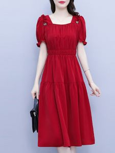 Loose Short Sleeve Maternity Dress Womens plus Size Clothing Tea Break Belly Covering Design Korean Style High Waist Skirt