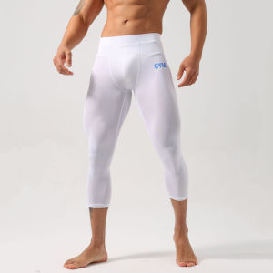 Mens High Elasticity Quick Dry Fitness Trousers Deep Squat Running Basketball Seven-Foot Muscle Building Tight Pants