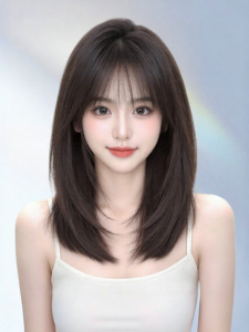 MENGSIQIAN | Natural Real Hair Wig Medium Length Fluffy Lace Front