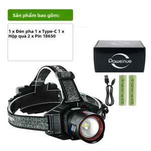 Đèn Pha LED Siêu Sáng 180000000 Siêu Mạnh Tầm Chiếu Xa 3000M Tích Điện Kèm Pin 18650 Chống Nước Dùng Cho Hoạt Động Ngoài Trời