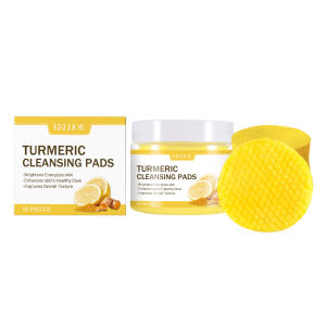 EELHOE Turmeric Cleansing Pads Makeup Remover Pads Turmeric Makeup Remover Pads Exfoliating Shrink Pore Turmeric Exfoliating Cleansing Pads Facial Washing Sponge (55pcs)