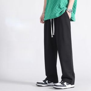 Casual Straight Leg Mens Jeans Youthful American Workwear Wide Leg Pants Spring Autumn Loose Fit Elastic Waist Long Trousers
