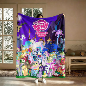 M-My Cartoon P-Pony L-Little Flannel Blanket Warm Soft Halloween Christmas Couch Warm Cozy Decorative Decor Gift for All Season