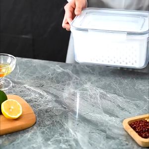 2 IN 1 Multipurpose Stackable Double-layer Storage Box Refrigerator Food Vegetable Fruit Storage Box with Drainer Basket