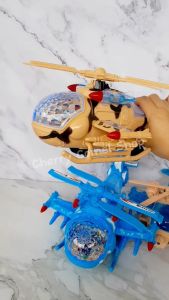 [FREE BATTERIES] Army Helicopter Toy with Sound & Lights Bump & Go Motion Mainan Helikopter