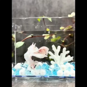 TOPOP Betta Aquarium Tank Transparent Fish TankFish Tank Landscaping Ornaments Durable Fish Bowl Desktop Aquarium Tank