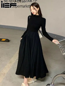 เสื้อครึ่งคอเต่า IEF กระโปรงสีดำ ขนาดเล็กๆ สำหรับหน้าครึ่ง ฝรั่งเศส