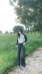 PROMO DISCON 50% BAGGY JEANS TRENDY SKENA KECE CELANA BLACK RETRO WANITA NEW VARIAN TERBARU 2025