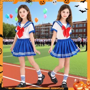 เครื่องแต่งกายเด็กผู้หญิงโรงเรียนชุดคอสเพลย์ญี่ปุ่นชุดแห่งชาติแนวฮาโลวีนพร้อมแถบคาดศีรษะ4-13ปี