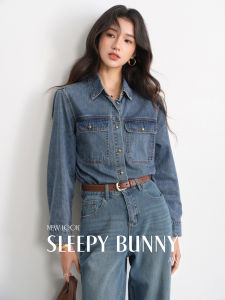 Retro Faded Denim Shirt for Women Stylish and Slim Fit Layering